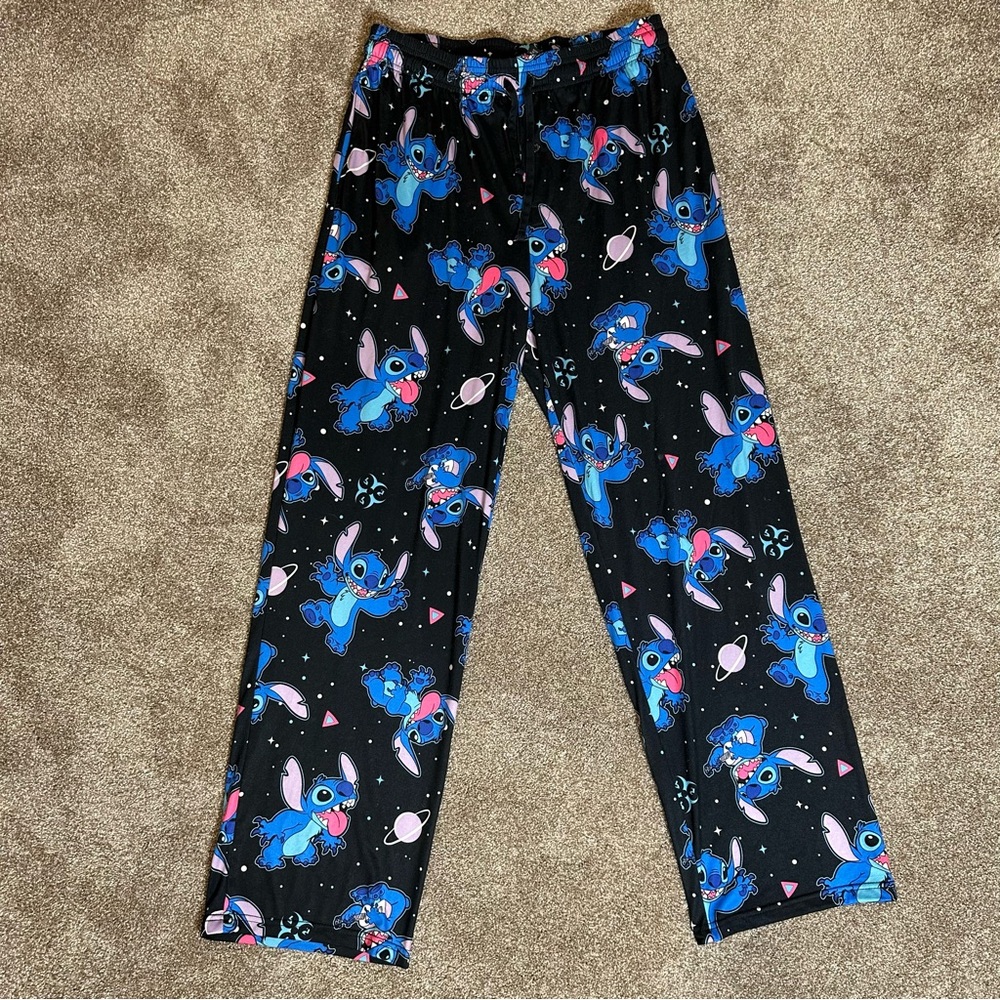 Disney Black Pajama Bottoms with Blue Character Print